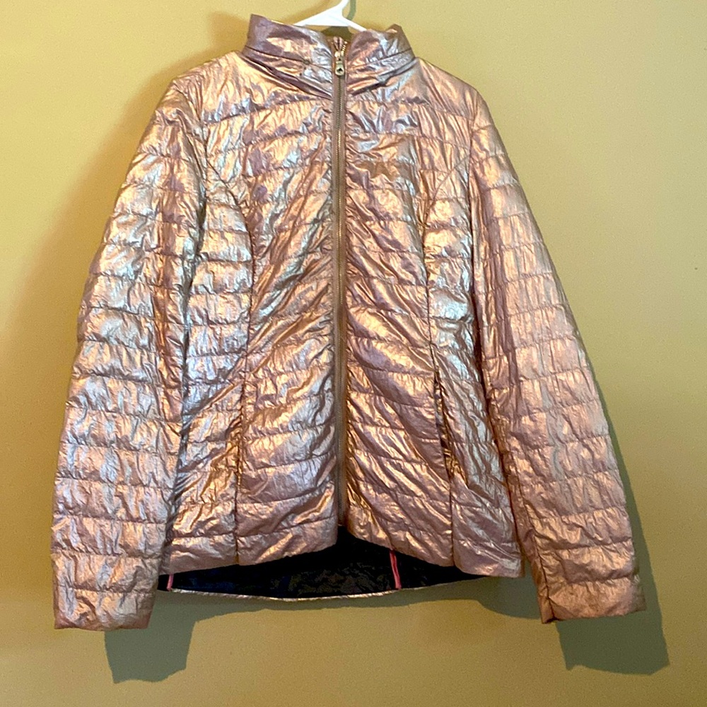 Kate spade rose gold zip up puffer